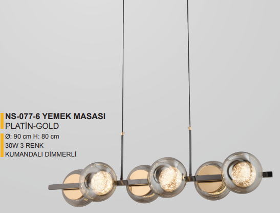 RANA 077 YEMEK MASASI LEDLİ AVİZE