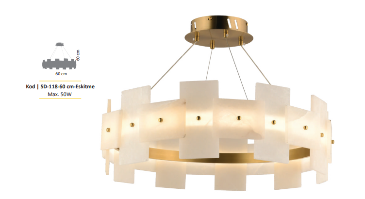 RANA 118-60 CM MODERN MERMER AVİZE